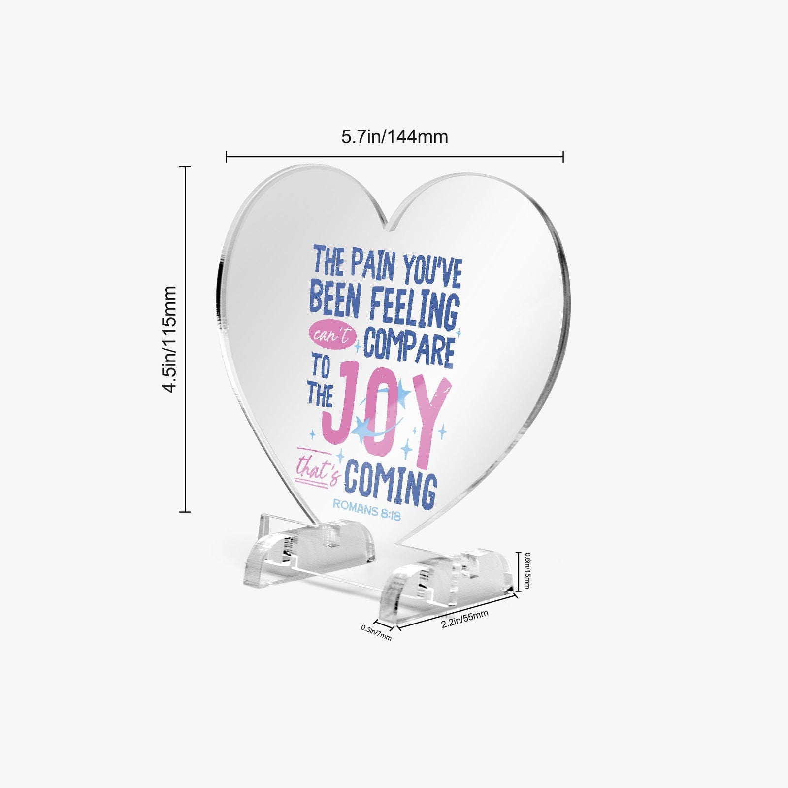 Joy Is Coming Christian Acrylic Plaque with Stand - Heart - ClaimedbyGodDesigns
