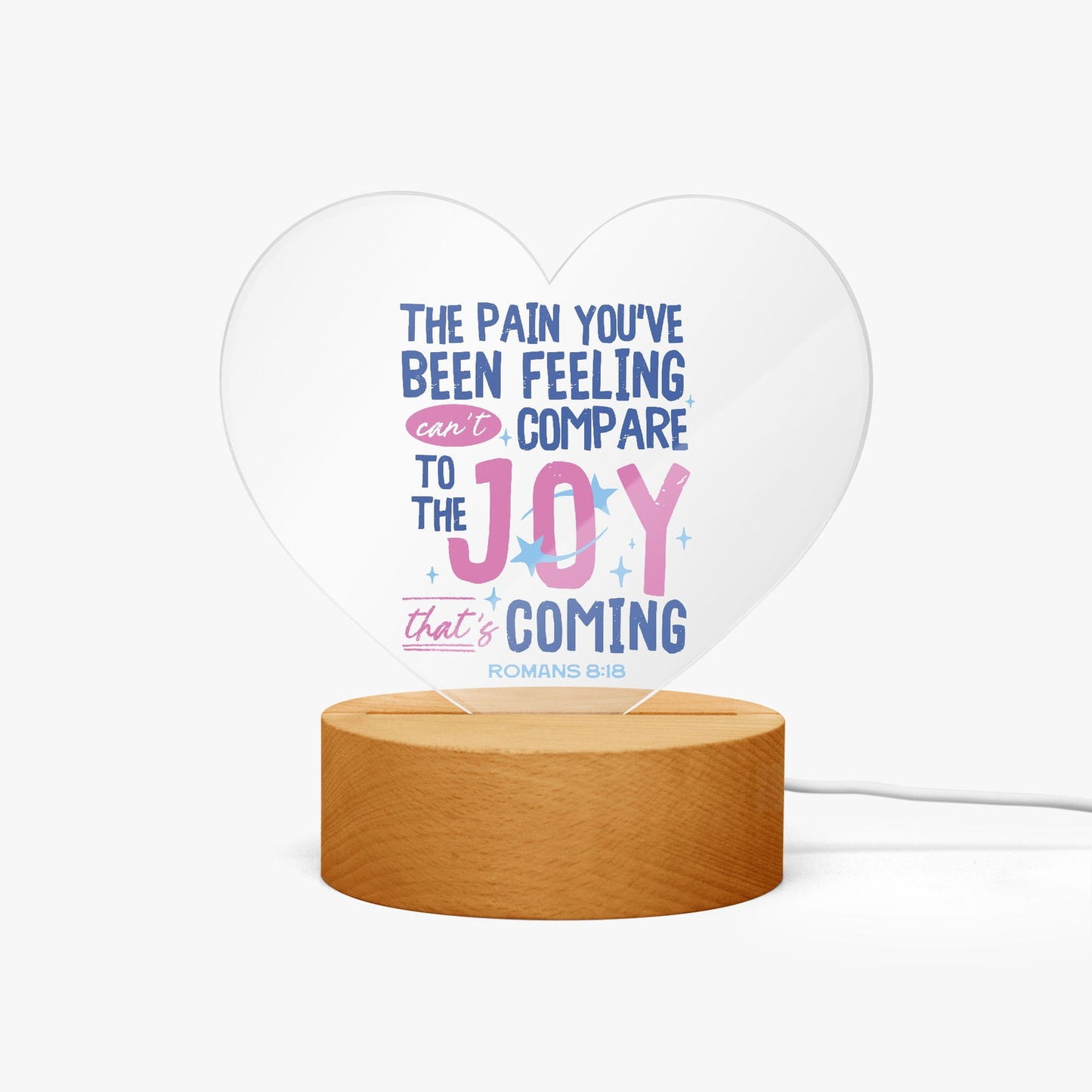 Joy Is Coming Christian Acrylic Plaque with Stand - Heart - ClaimedbyGodDesigns
