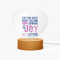 Joy Is Coming Christian Acrylic Plaque with Stand - Heart - ClaimedbyGodDesigns
