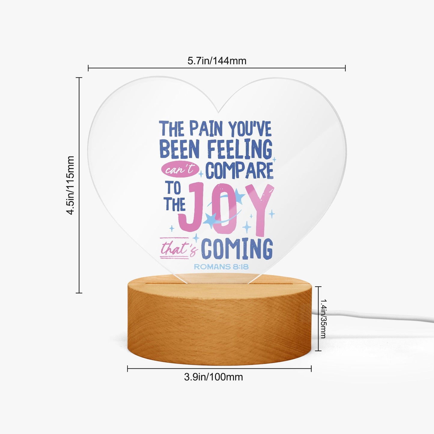 Joy Is Coming Christian Acrylic Plaque with Stand - Heart - ClaimedbyGodDesigns
