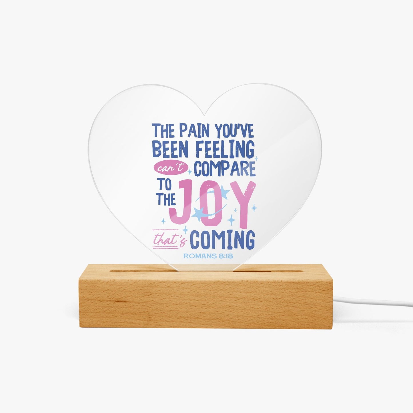 Joy Is Coming Christian Acrylic Plaque with Stand - Heart - ClaimedbyGodDesigns