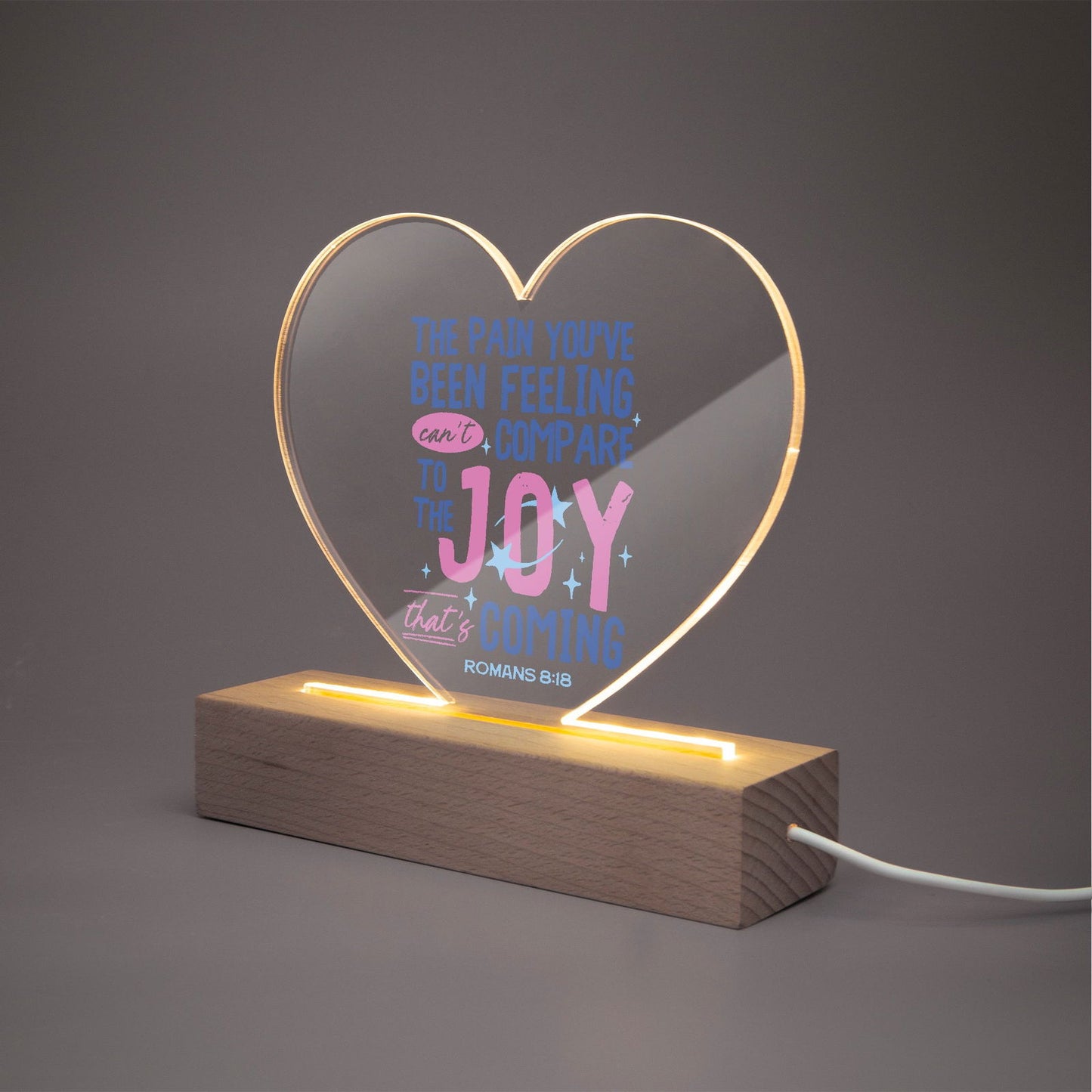 Joy Is Coming Christian Acrylic Plaque with Stand - Heart - ClaimedbyGodDesigns