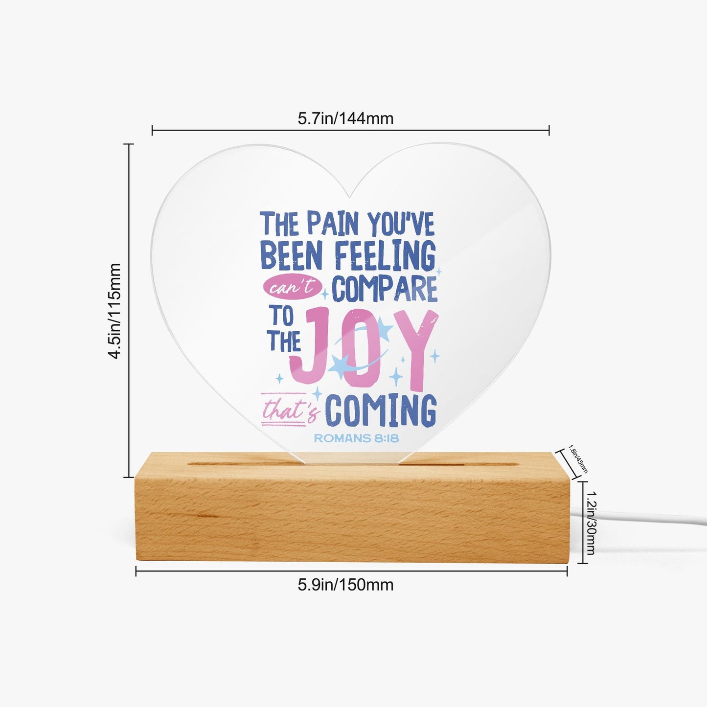 Joy Is Coming Christian Acrylic Plaque with Stand - Heart - ClaimedbyGodDesigns