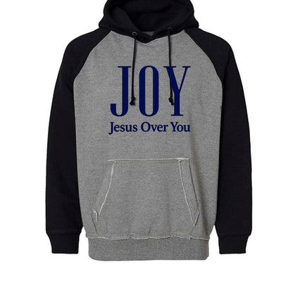 Joy Jesus Over You Unisex Christian Vintage Heather Pullover Hooded Sweatshirt - ClaimedbyGodDesigns