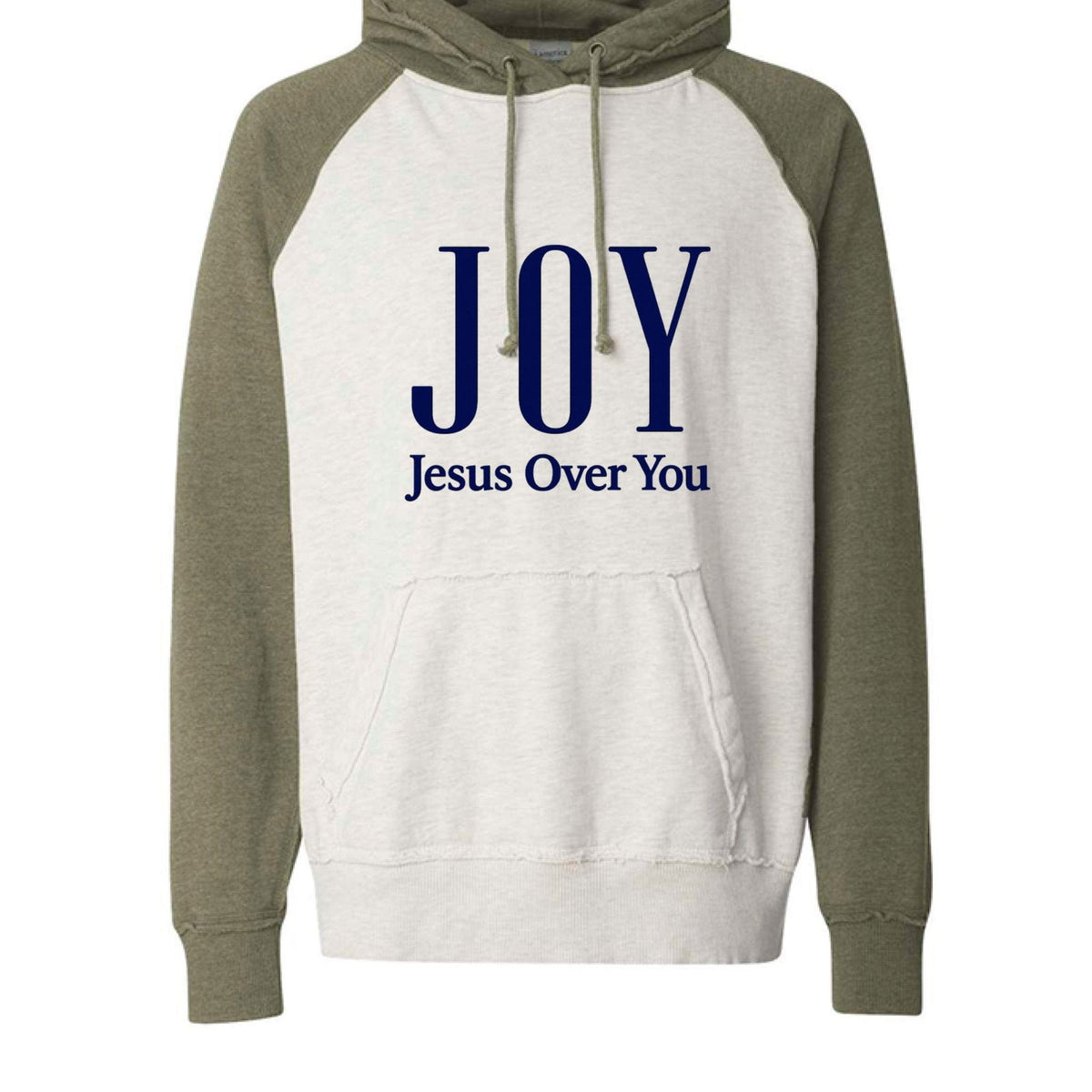 Joy Jesus Over You Unisex Christian Vintage Heather Pullover Hooded Sweatshirt - ClaimedbyGodDesigns