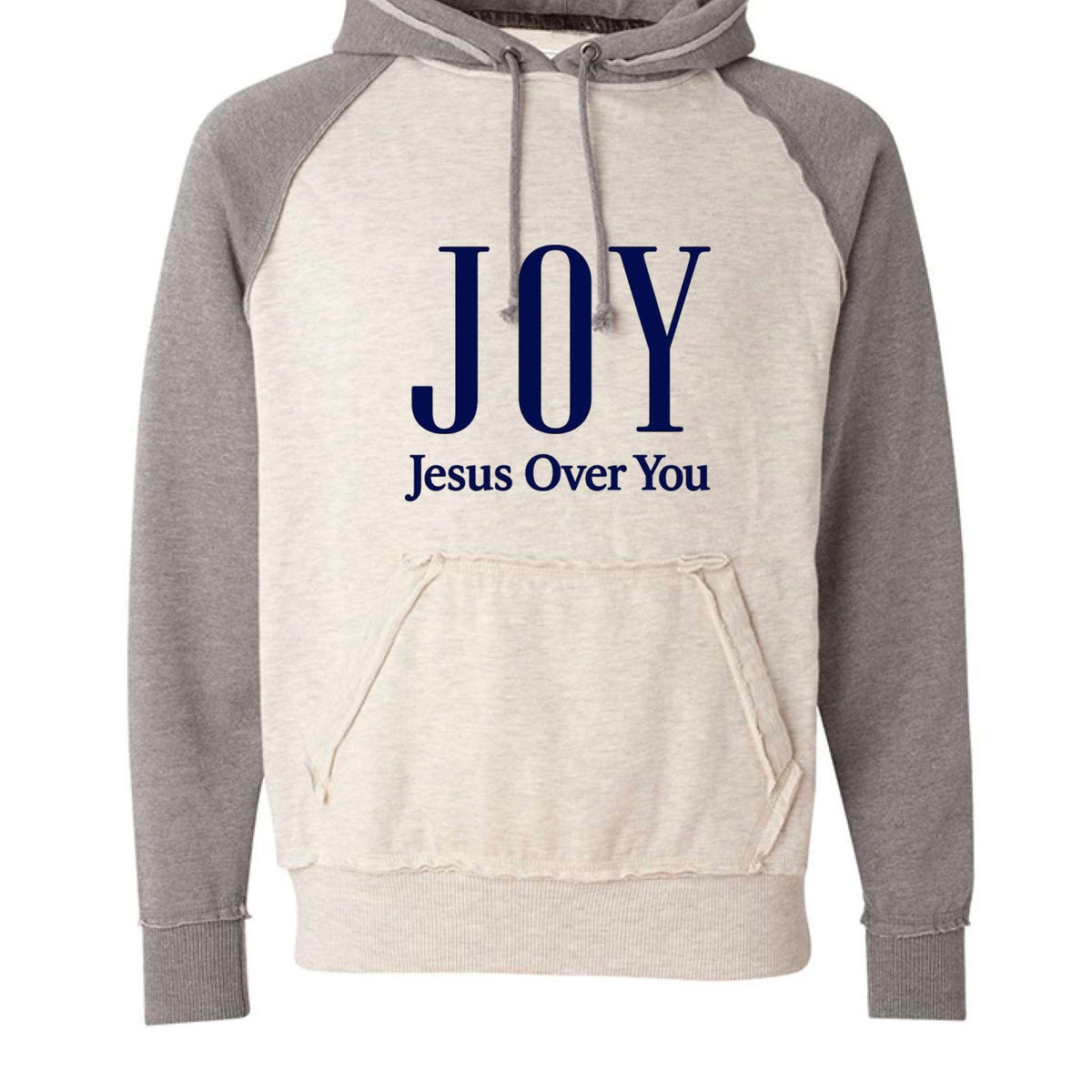 Joy Jesus Over You Unisex Christian Vintage Heather Pullover Hooded Sweatshirt - ClaimedbyGodDesigns