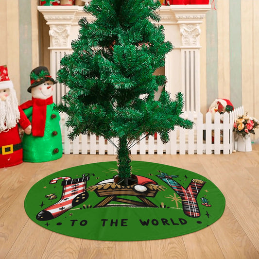 Joy To The World Christian Christmas Tree Skirt - ClaimedbyGodDesigns