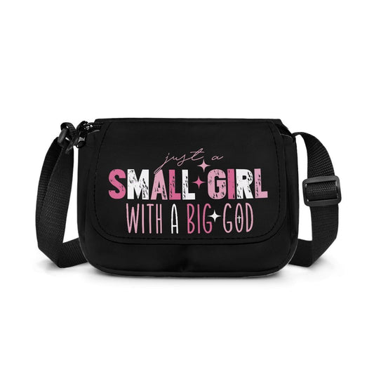 Just A Small Girl With A Big God Christian Kids Flap Crossbody Bag - ClaimedbyGodDesigns