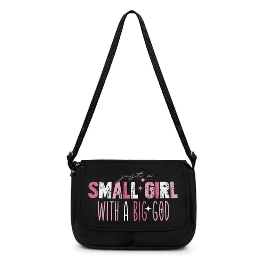 Just A Small Girl With A Big God Christian Kids Flap Crossbody Bag - ClaimedbyGodDesigns