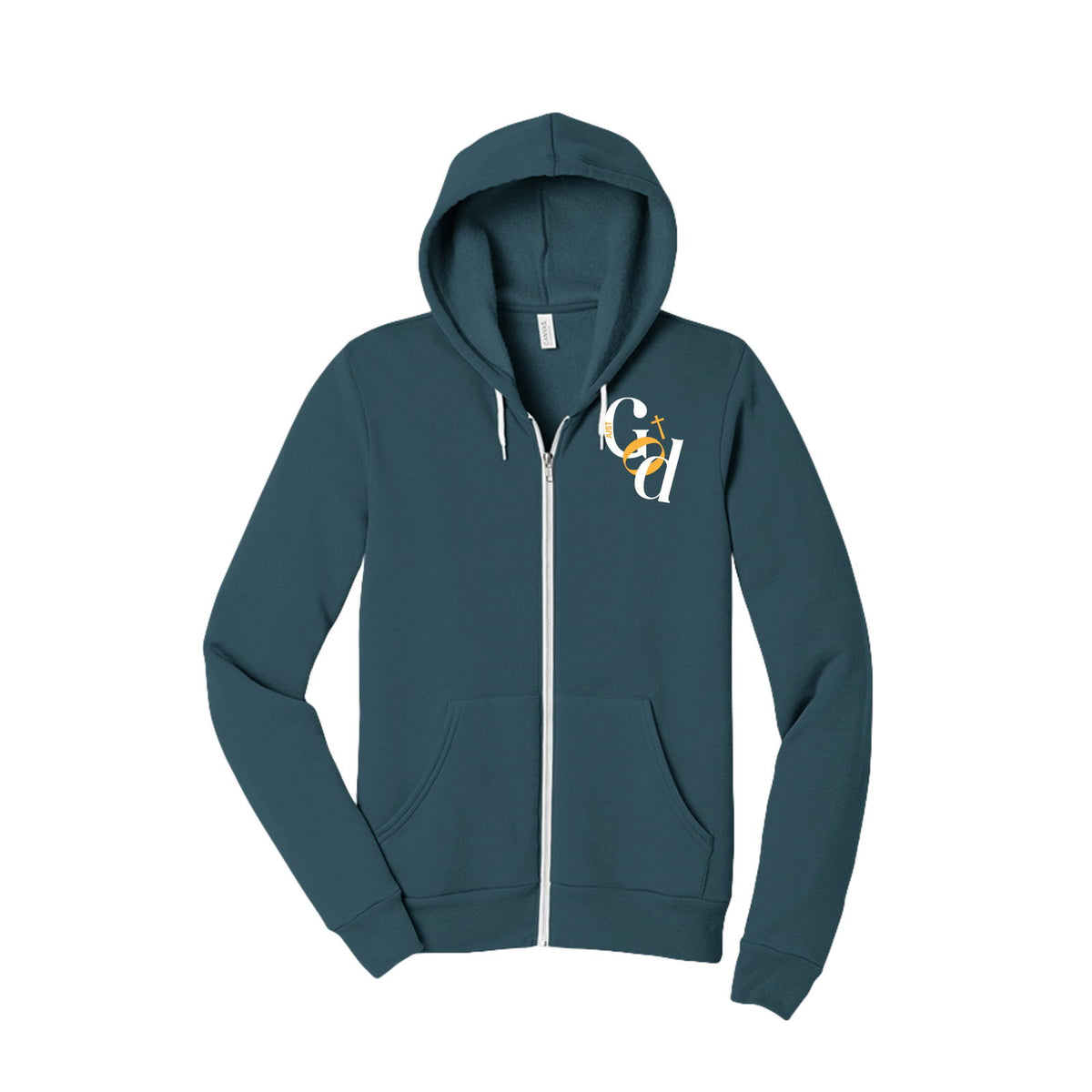 Just God Unisex Christian Full-Zip Hooded Sweatshirt - ClaimedbyGodDesigns