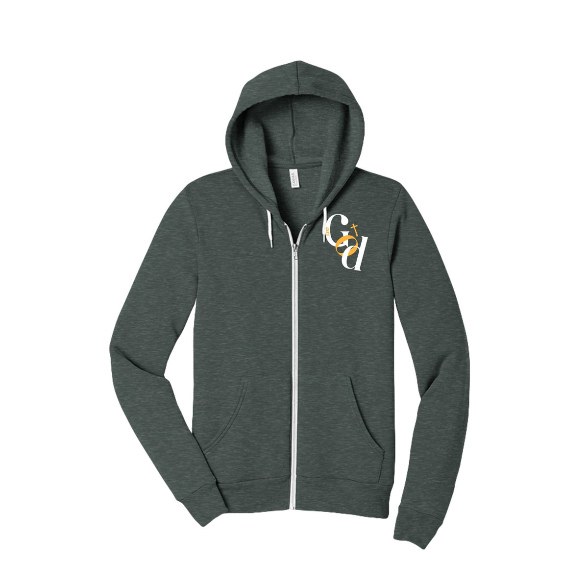 Just God Unisex Christian Full-Zip Hooded Sweatshirt - ClaimedbyGodDesigns