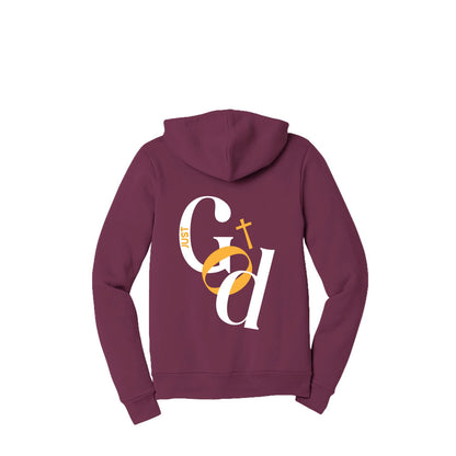 Just God Unisex Christian Full-Zip Hooded Sweatshirt - ClaimedbyGodDesigns