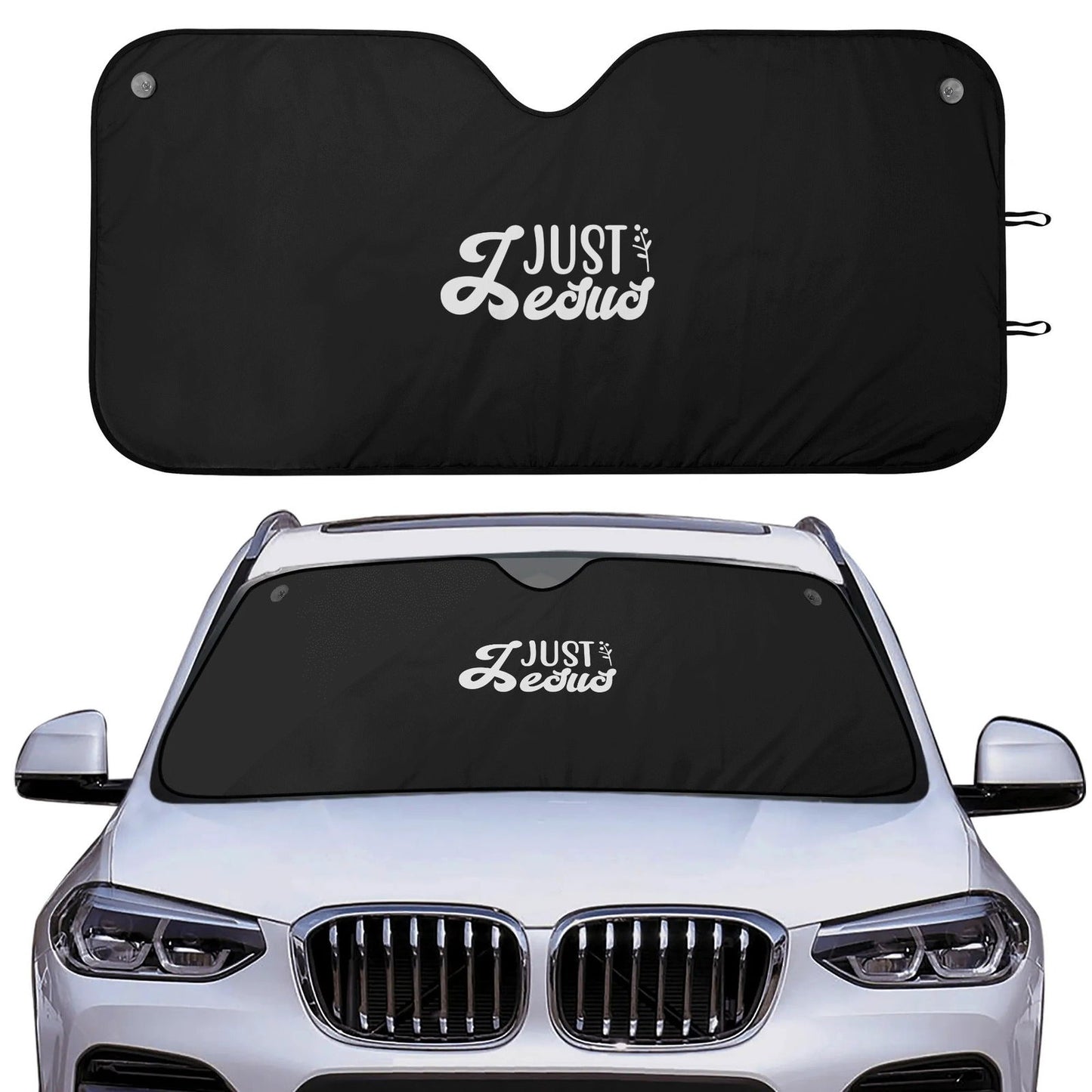 Just Jesus Car Sunshade Christian Car Accessories - ClaimedbyGodDesigns