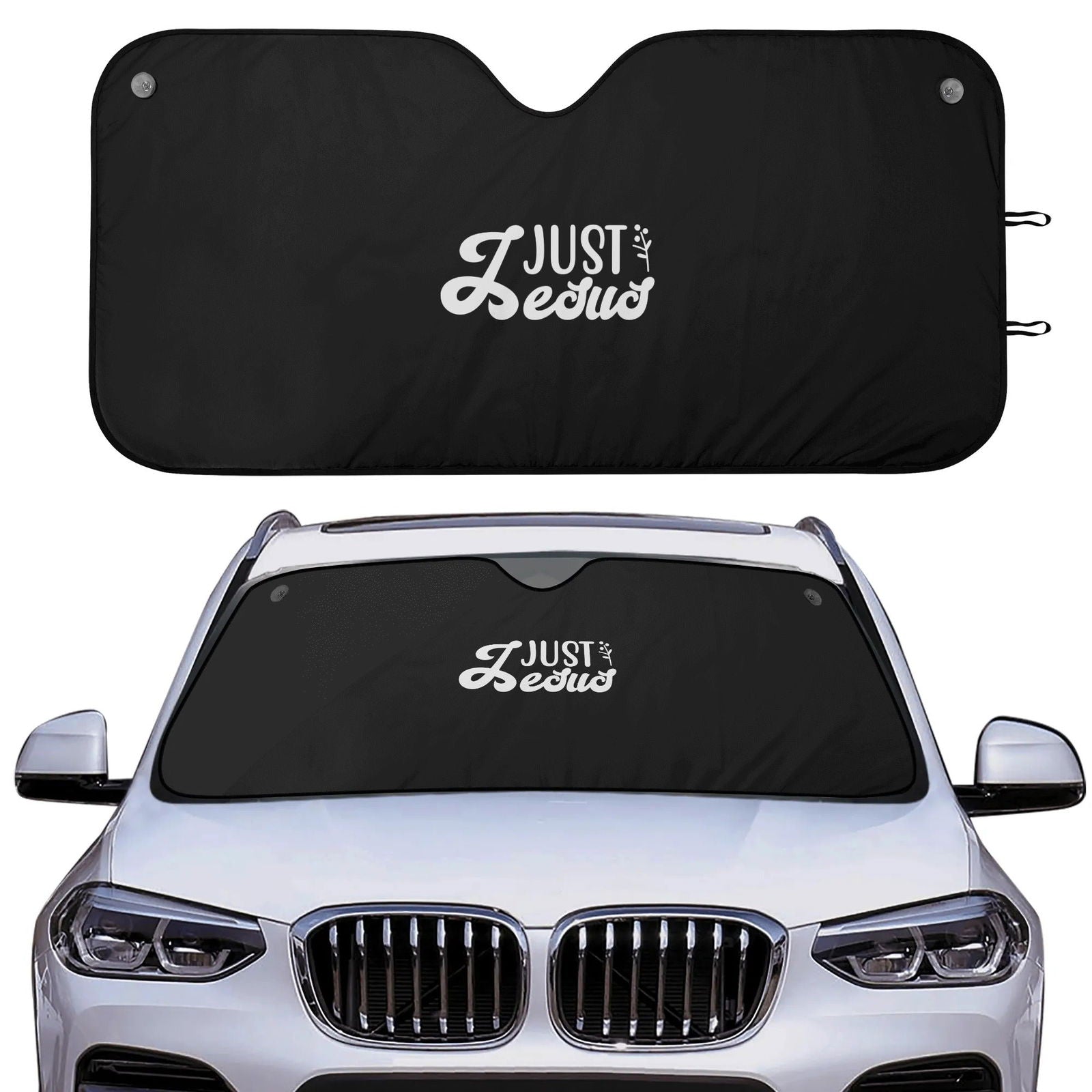 Just Jesus Car Sunshade Christian Car Accessories - ClaimedbyGodDesigns
