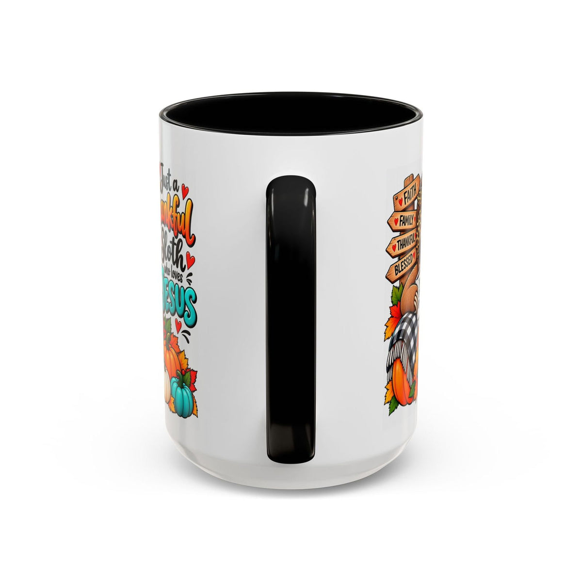 Just a Thankful Sloth Who Loves Jesus Thanksgiving Coffee Mug - Claimed by God Designs