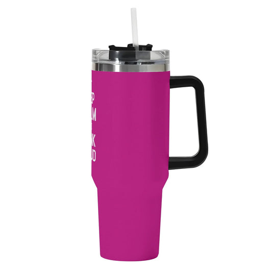 Keep Calm And Think WWJD 40oz Stainless Steel Christian Tumbler Gift With Black Handle and Straw - ClaimedbyGodDesigns