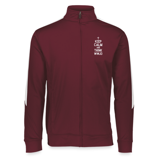 Keep Calm And Think WWJD Christian Sportswear Unisex 2.0 Medalist Jacket - ClaimedbyGodDesigns