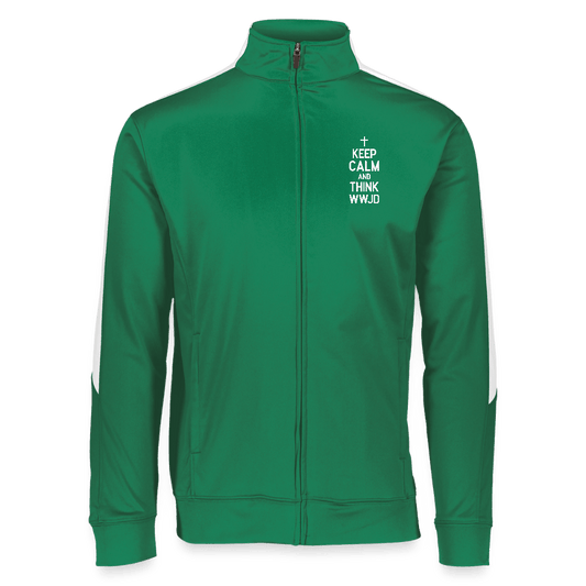 Keep Calm And Think WWJD Christian Sportswear Unisex 2.0 Medalist Jacket - ClaimedbyGodDesigns
