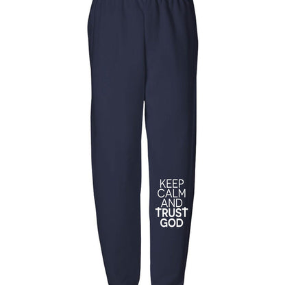 Keep Calm And Trust Him Youth Christian Sweatpants - ClaimedbyGodDesigns