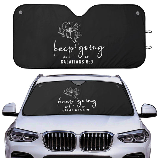 Keep Going Car Sunshade Christian Car Accessories - ClaimedbyGodDesigns