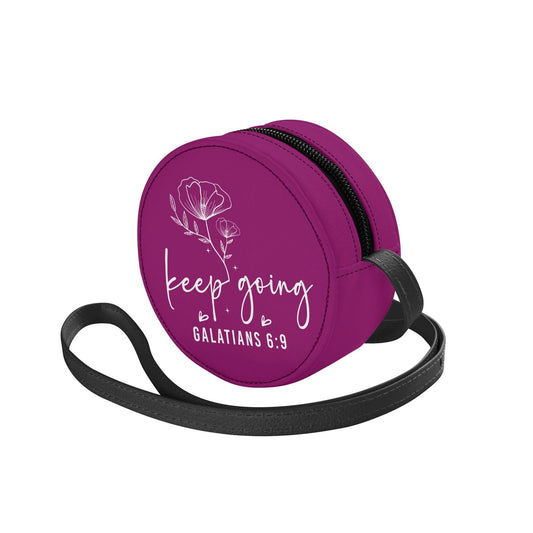 Keep Going Christian Kids PU Small Round Bag Children Purse - ClaimedbyGodDesigns