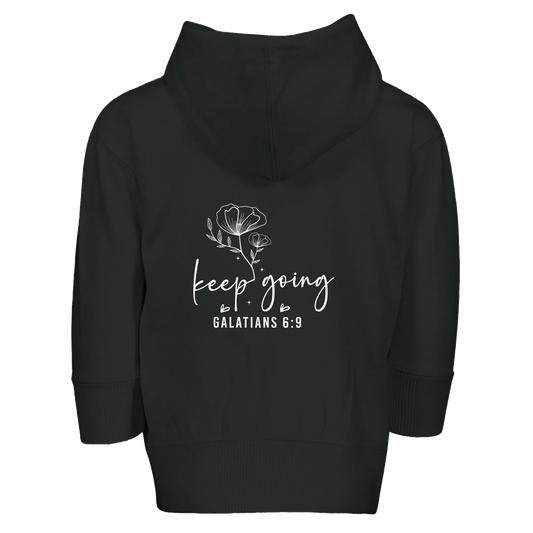 Keep Going Christian Toddler Zip Fleece Hooded Sweatshirt - ClaimedbyGodDesigns