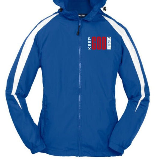 Keep Him First Youth Christian Fleece-Lined Colorblock Jacket - ClaimedbyGodDesigns