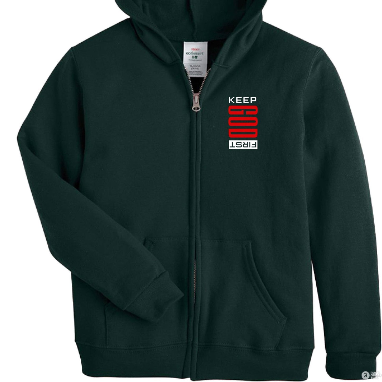 Keep Him First Youth Full-Zip Hooded Sweatshirt - ClaimedbyGodDesigns