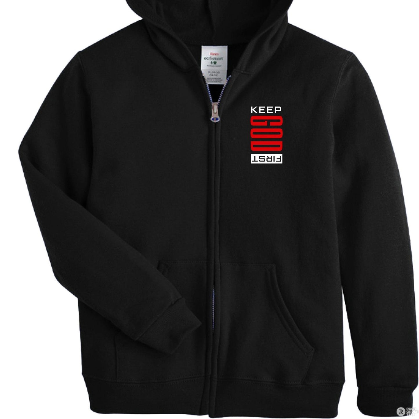 Keep Him First Youth Full-Zip Hooded Sweatshirt - ClaimedbyGodDesigns