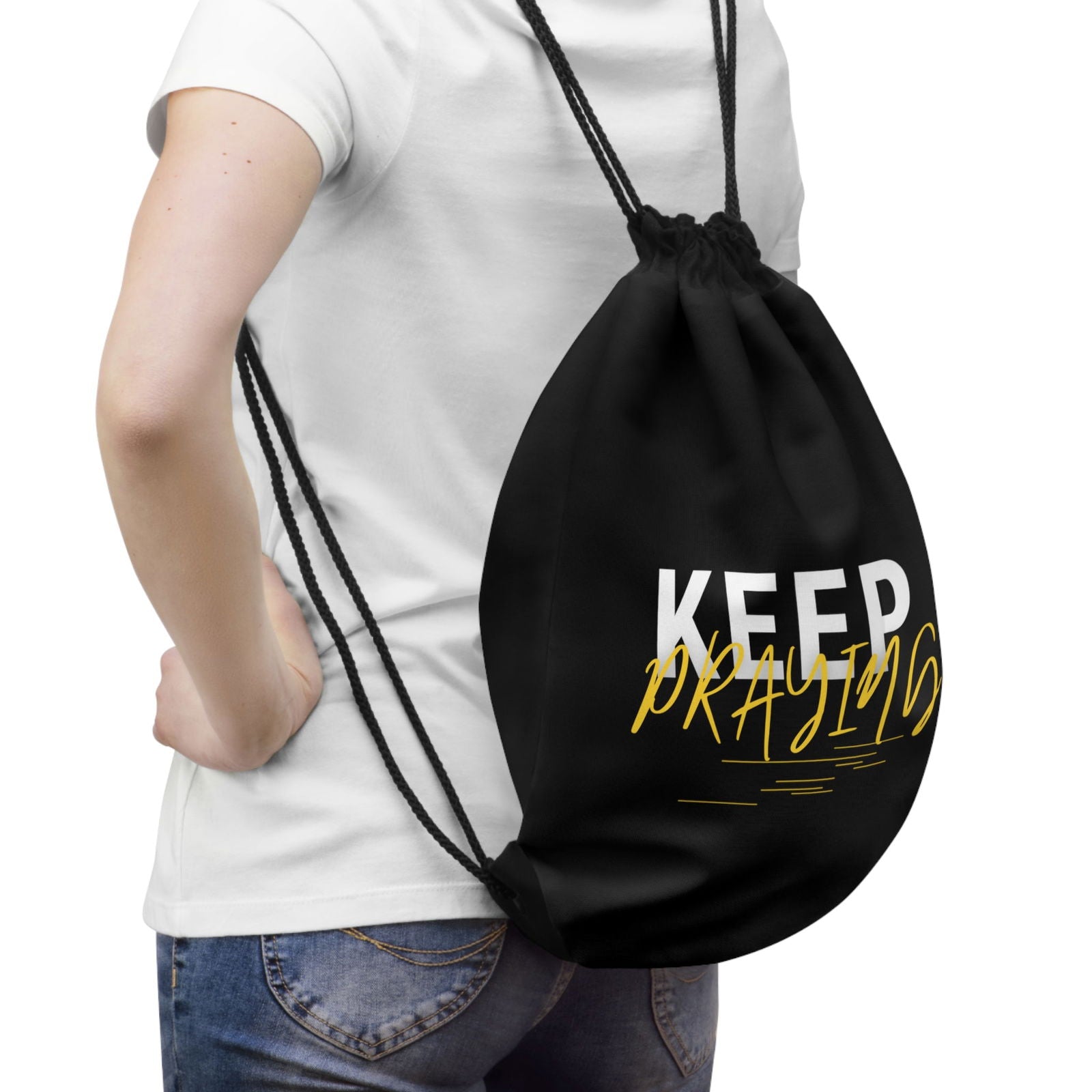 Keep Praying Christian Drawstring Bag - ClaimedbyGodDesigns