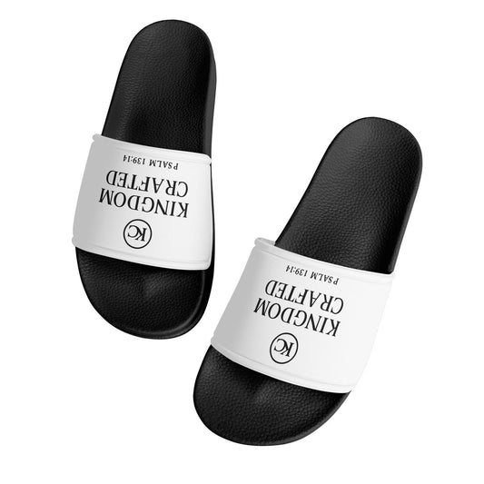 Kingdom Crafted Christian Kids PVC Black and White House Slides Sandals Slippers - ClaimedbyGodDesigns