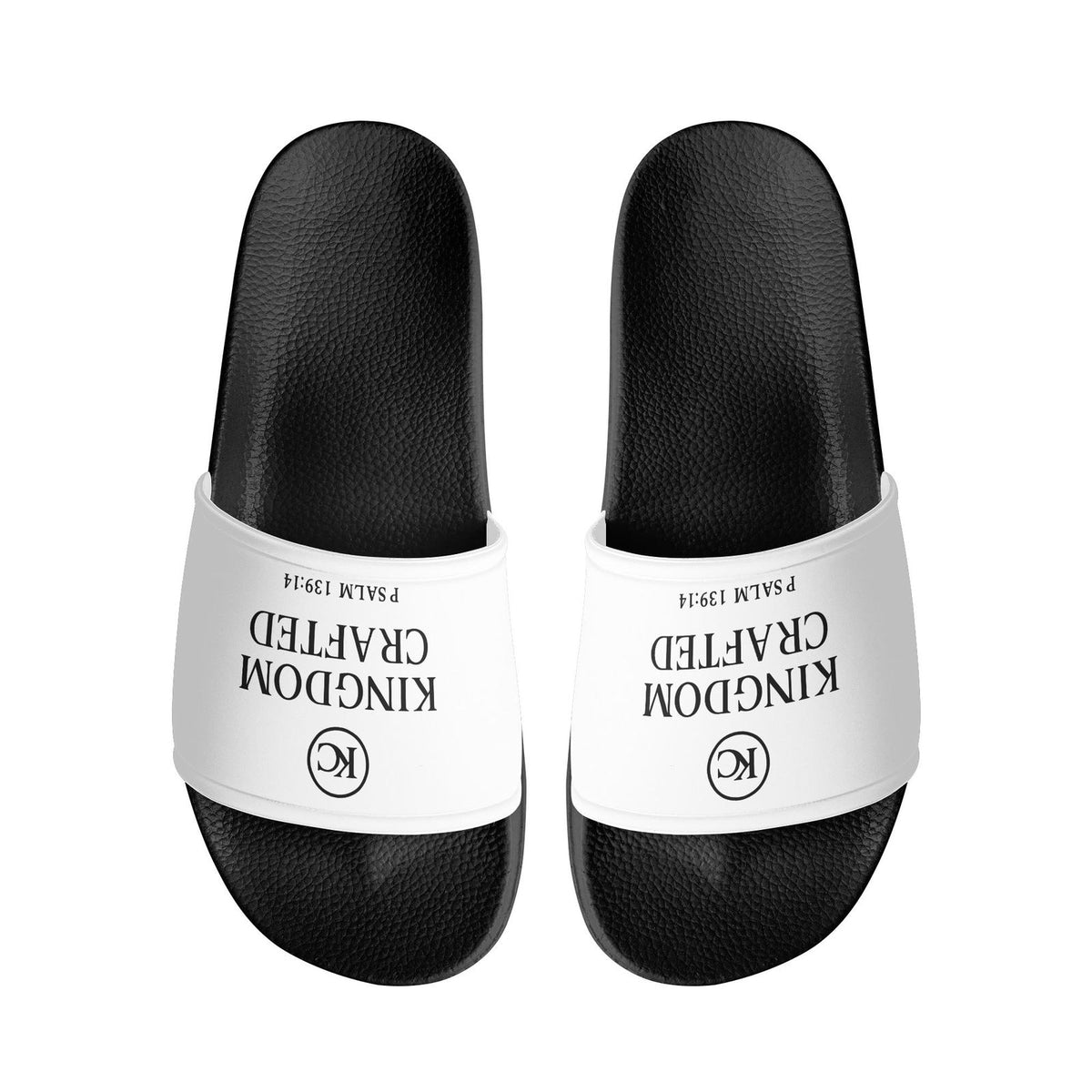Kingdom Crafted Christian Kids PVC Black and White House Slides Sandals Slippers - ClaimedbyGodDesigns