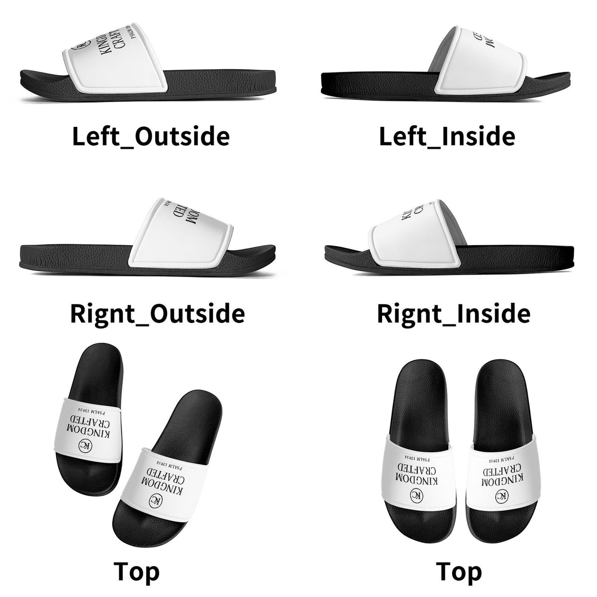 Kingdom Crafted Christian Kids PVC Black and White House Slides Sandals Slippers - ClaimedbyGodDesigns