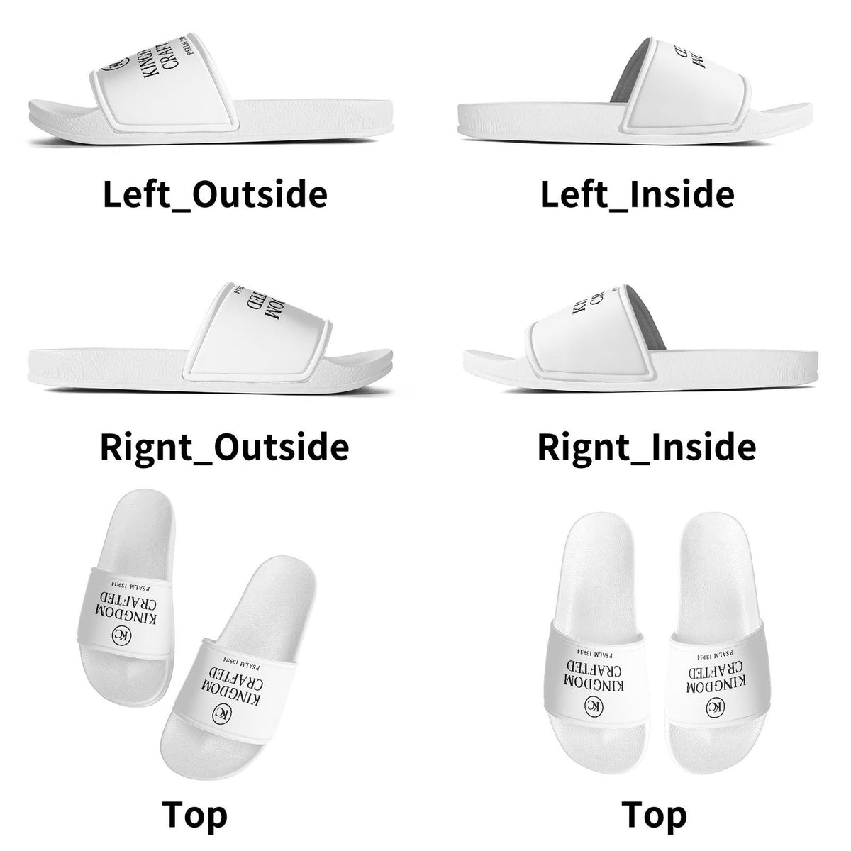 Kingdom Crafted Christian Kids PVC Black and White House Slides Sandals Slippers - ClaimedbyGodDesigns