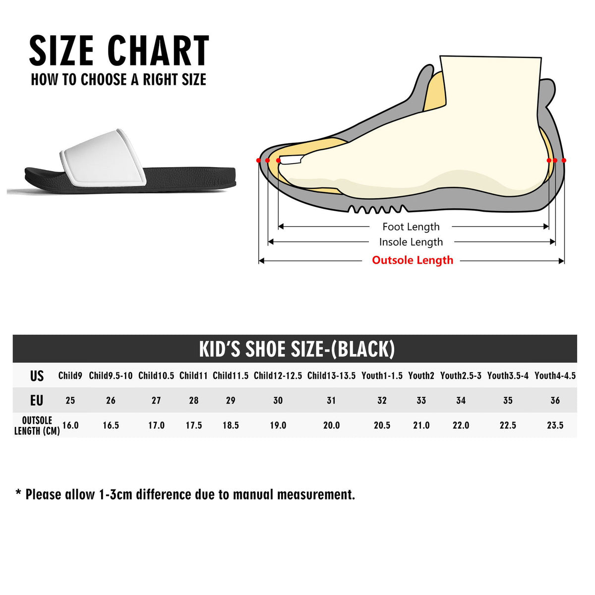 Kingdom Crafted Christian Kids PVC Black and White House Slides Sandals Slippers - ClaimedbyGodDesigns