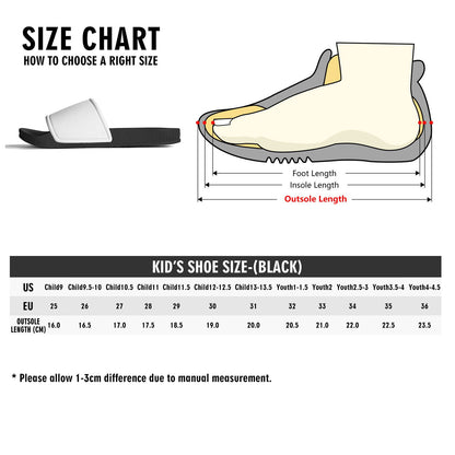 Kingdom Crafted Christian Kids PVC Black and White House Slides Sandals Slippers - ClaimedbyGodDesigns