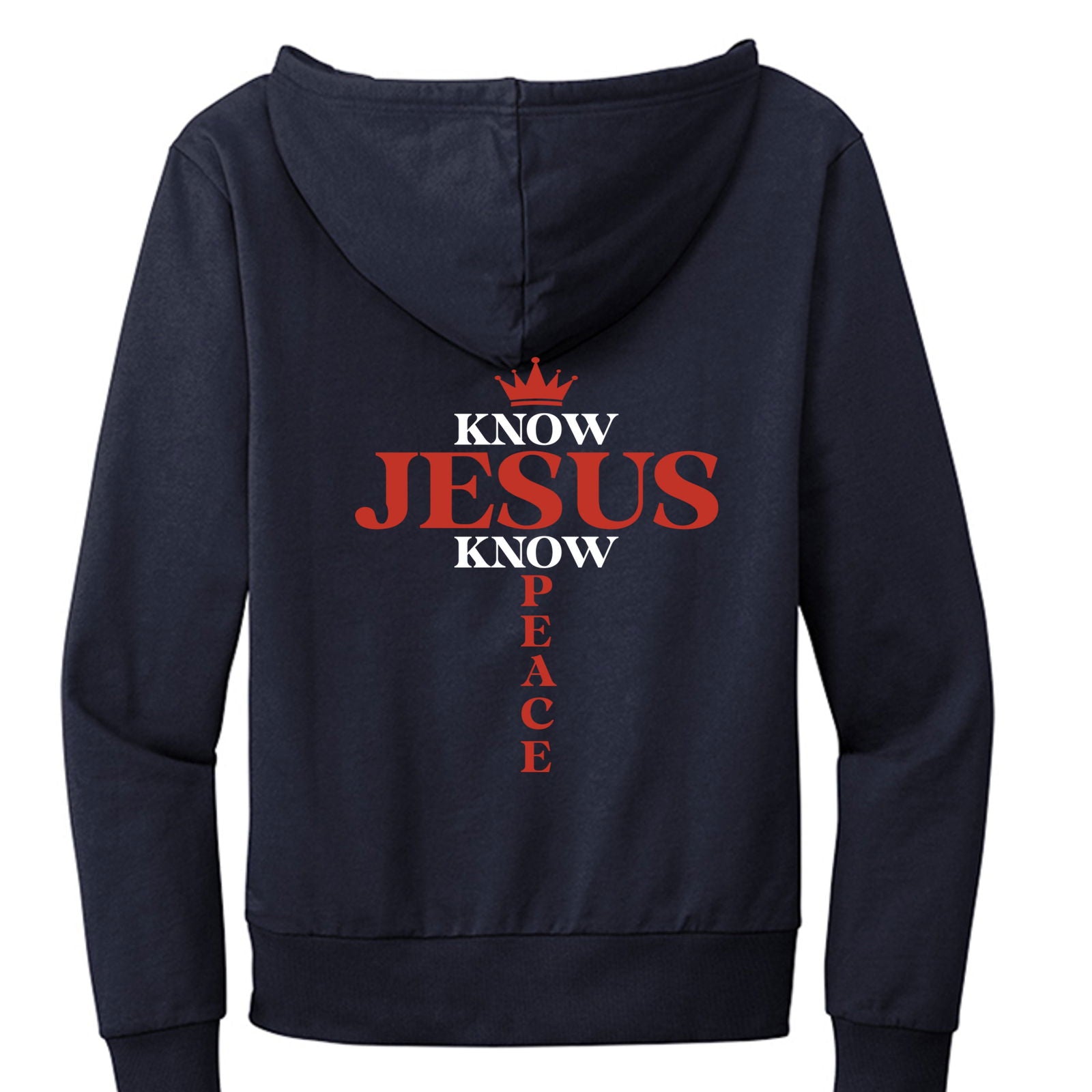 Know Jesus Know Peace Unisex Christian Full-zip Hooded Sweatshirt - ClaimedbyGodDesigns