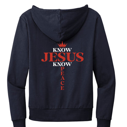 Know Jesus Know Peace Unisex Christian Full-zip Hooded Sweatshirt - ClaimedbyGodDesigns