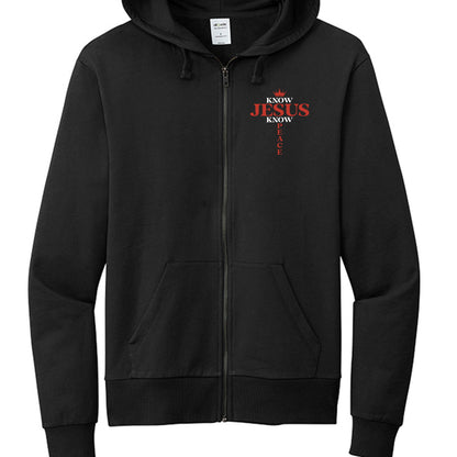 Know Jesus Know Peace Unisex Christian Full-zip Hooded Sweatshirt - ClaimedbyGodDesigns