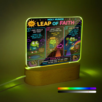 Leap Of Faith Christian Square Acrylic Nigh Light - Luminous Base - ClaimedbyGodDesigns