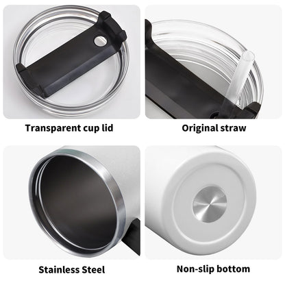 Let Go And Let God 40oz Stainless Steel Christian Tumbler Gift With Black Handle and Straw - ClaimedbyGodDesigns