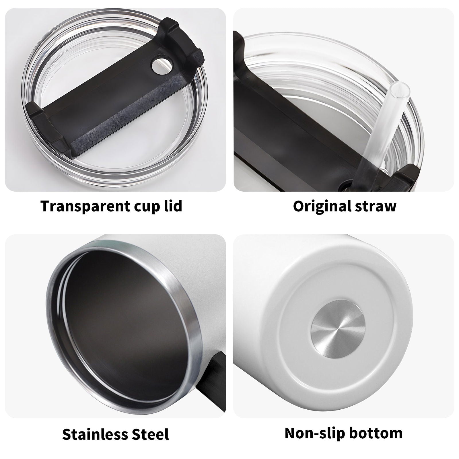 Let Go And Let God 40oz Stainless Steel Christian Tumbler Gift With Black Handle and Straw - ClaimedbyGodDesigns