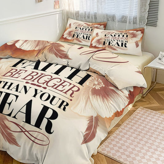 Let Your Faith Be Bigger Than Your Fear Christian 3-Piece Bedding Set - ClaimedbyGodDesigns