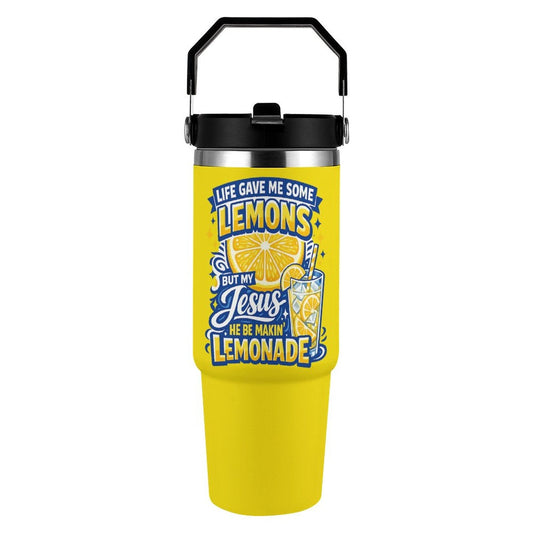 Life Gave Me Some Lemons 30oz Christian Tumbler with Handle - ClaimedbyGodDesigns