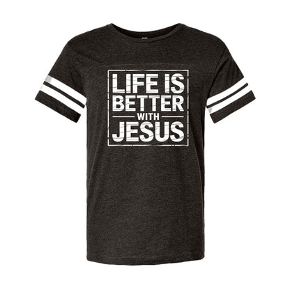 Life Is Better With Jesus Men's Christian Football Fine Jersey T-Shirt - ClaimedbyGodDesigns