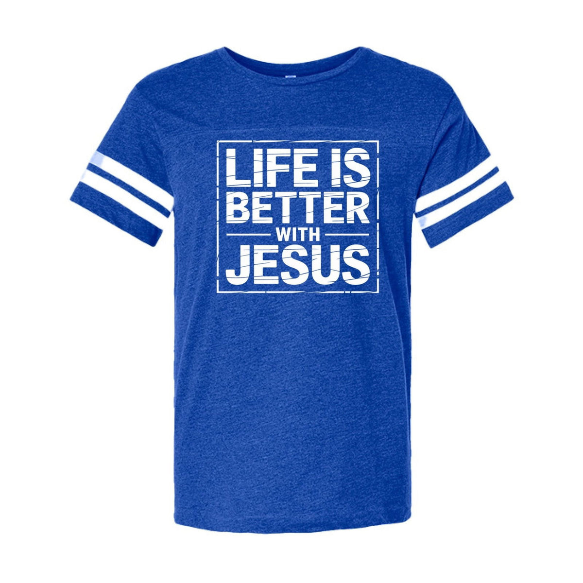 Life Is Better With Jesus Men's Christian Football Fine Jersey T-Shirt - ClaimedbyGodDesigns