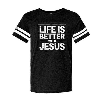 Life Is Better With Jesus Men's Christian Football Fine Jersey T-Shirt - ClaimedbyGodDesigns