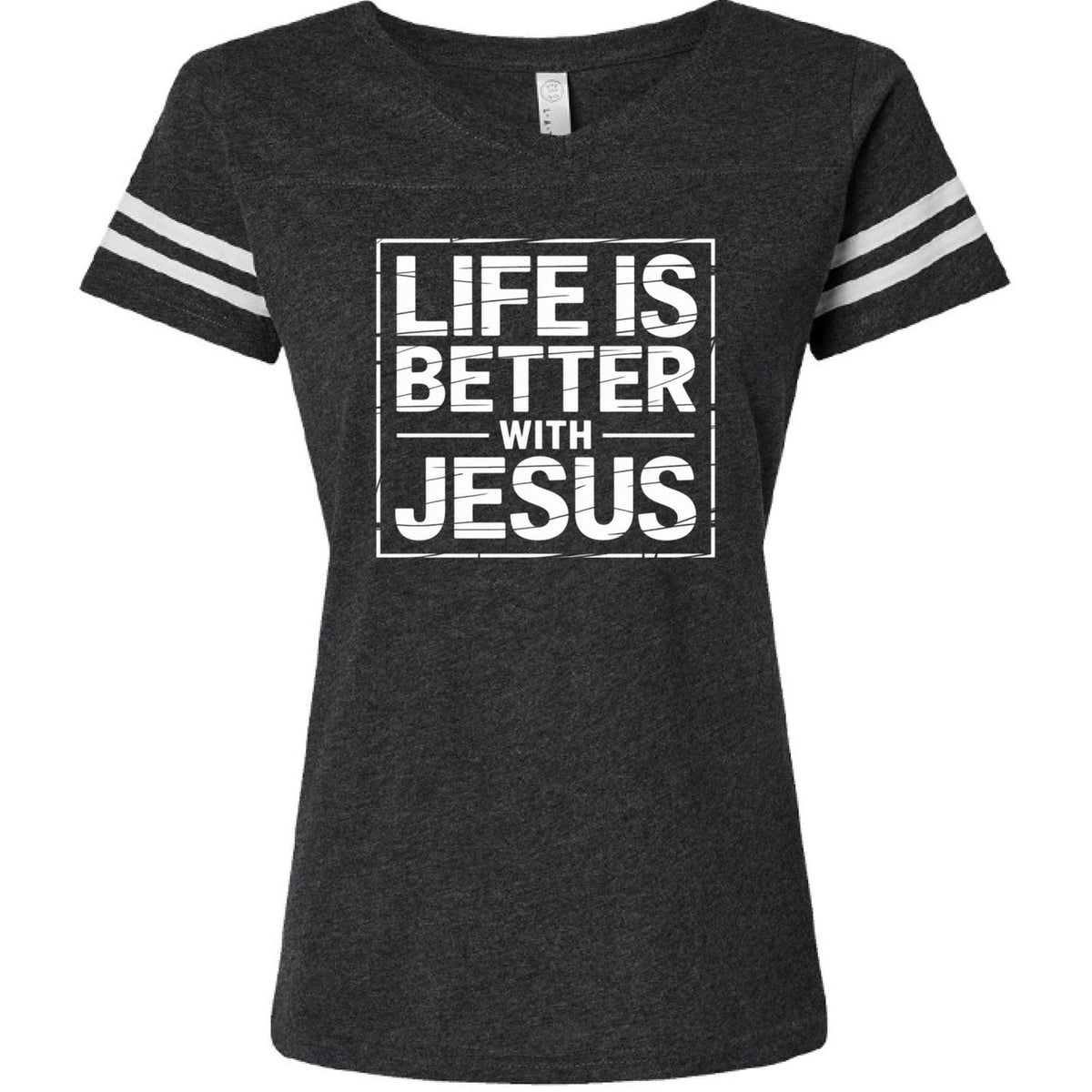 Life Is Better With Jesus Women's Christian Football T-shirt - ClaimedbyGodDesigns