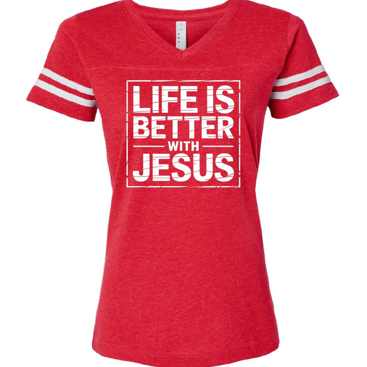 Life Is Better With Jesus Women's Christian Football T-shirt - ClaimedbyGodDesigns