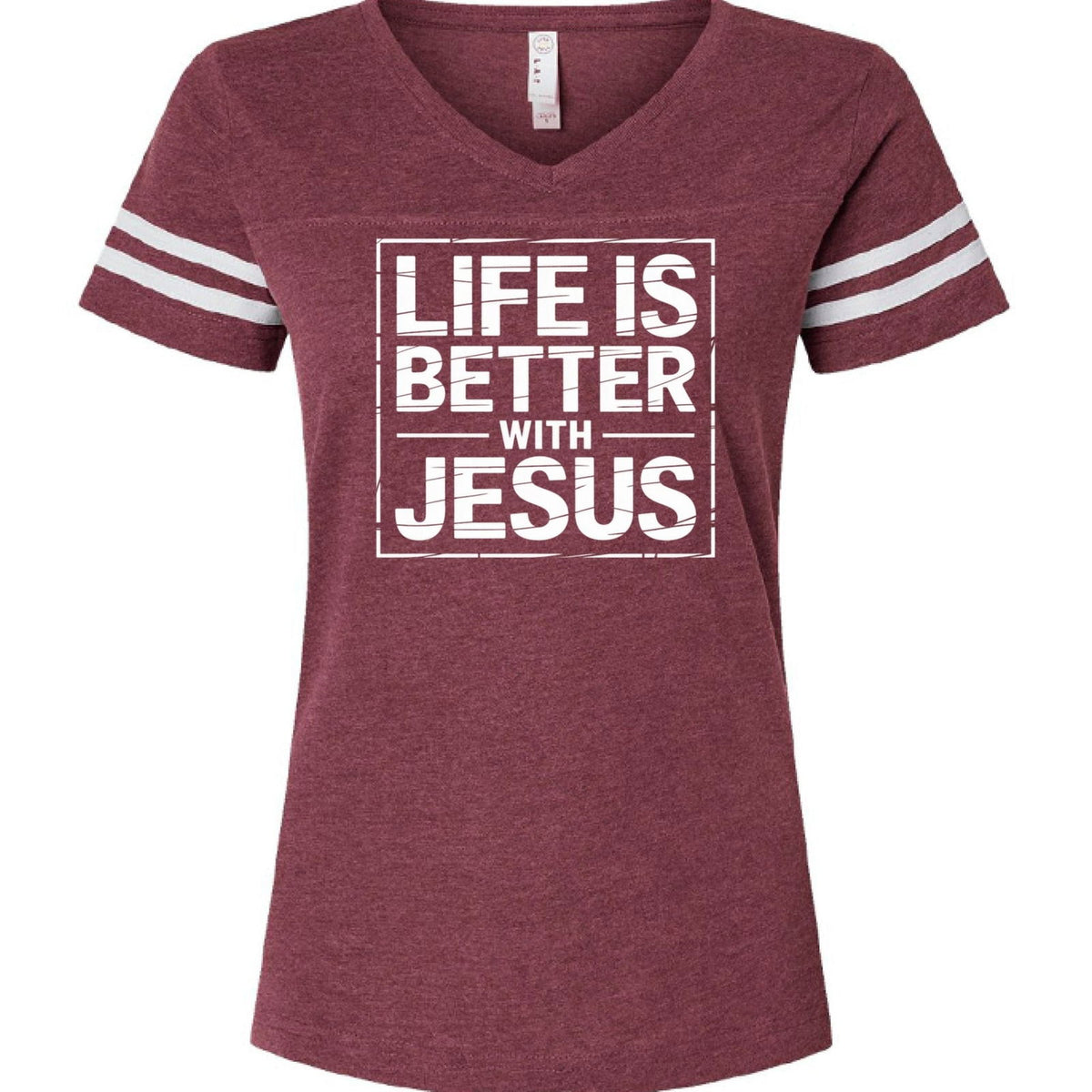 Life Is Better With Jesus Women's Christian Football T-shirt - ClaimedbyGodDesigns
